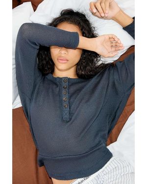 Out From Under Henley Waffle Top - Black
