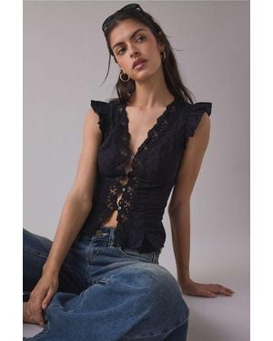 Kimchi Blue Aurelia Flutter Sleeve Top - Blue