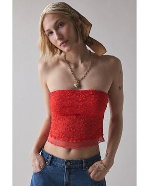 Kimchi Blue Kori Lace Tube Top - Red