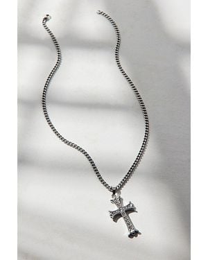 Urban Outfitters Pave Rhinestone Cross Pendant Waterproof Necklace - Gray
