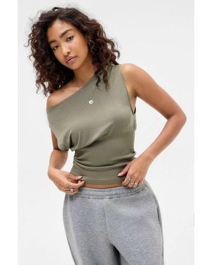 iets frans... Off-shoulder Seamless Top - Grey