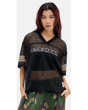 iets frans... Oversized Airtex Jersey Top - Black