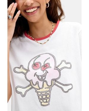 ICECREAM Skull Ringer Tee - White