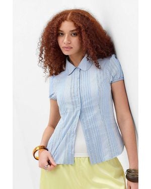Kimchi Blue Clover Round Collar Shirt - Blue