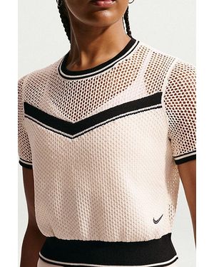 Nike Sportswear Chill Open Knit Short Sleeve Crop Top - Natural