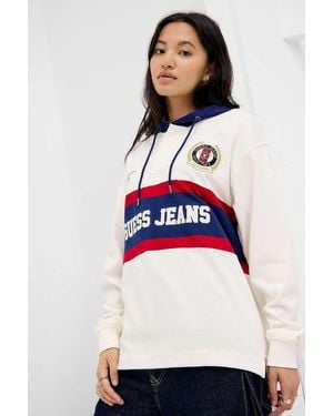 Guess Jeans Long Sleeve Rugby Hoodie - White