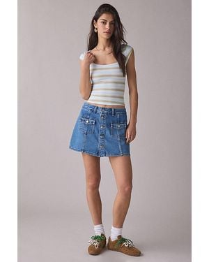 Levi's Button-Front Denim Mini Skort - Blue