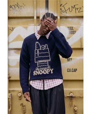 Urban Outfitters Uo Navy Snoopy Knit Jumper - Blue