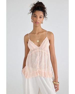 Kimchi Blue Marnie Embroidered Tunic Babydoll Cami - Pink