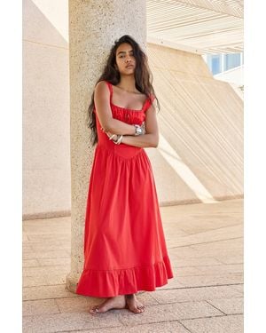 Kimchi Blue Gabriette Drop Waist Prairie Maxi Dress - Red