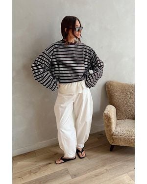 WeWoreWhat Boxy Oversized Striped Crew Neck Top - Brown