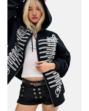 Minga Black Libertine Zip-through Hoodie - Blue