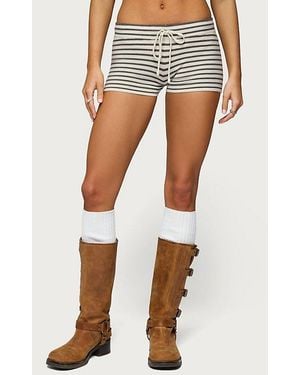Edikted Lillian Striped Knit Shorts - Blue