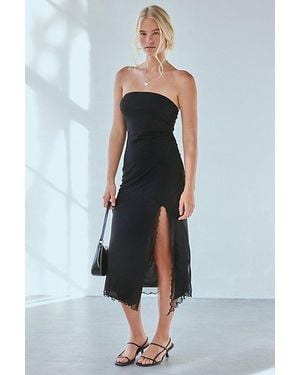 Urban Outfitters Uo Samara Mesh Strapless Midi Dress - Black