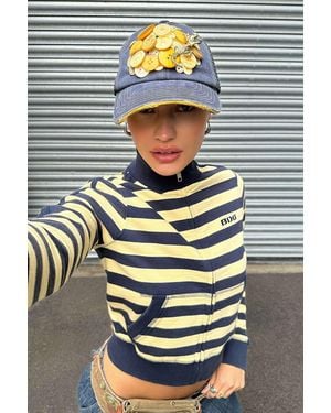 BDG Stripe Shrunken Track Top - Grey