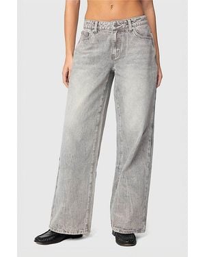 Edikted Magda Low Rise Acid Wash Jean - Gray