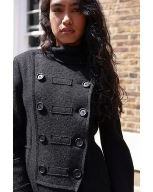 Kimchi Blue Rosemary Midi Double Breasted Coat Jacket - Black