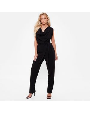 I Saw It First Isawitfirst Cowl Neck Crepe Jumpsuit - Black