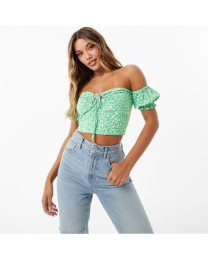 Jack Wills Jw Off Shoulder Crop Top - Blue