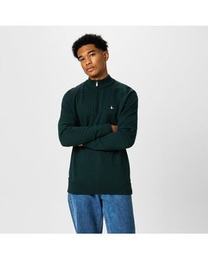 Jack Wills Funnel Neck Half Zip Jumper - Green