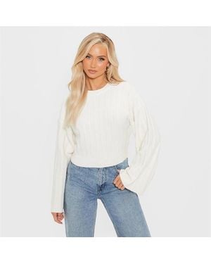 I Saw It First Recycled Knit Blend Wide Rib Jumper Co-ord - White