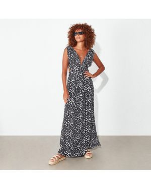 I Saw It First Isawitfirst Printed Cut Out Ruched Shoulder Maxi Dress - Blue