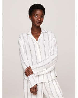 Tommy Hilfiger Long Sleeve Viscose Pyjama Top - White