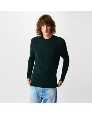 Jack Wills Marlow Merino Wool Blend Cable Knitted Jumper - Blue