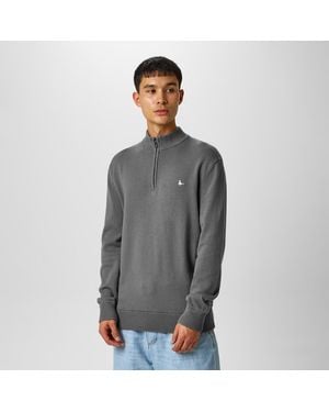 Jack Wills Funnel Neck Half Zip Jumper - Grey