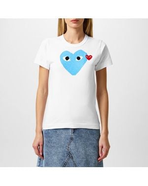 COMME DES GARÇONS PLAY Printed Peeping Hearts T Shirt - Blue