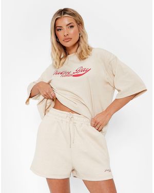 I Saw It First Isawitfirst Palm Bay Graphic Print Jogger Shorts Co Ord - Natural