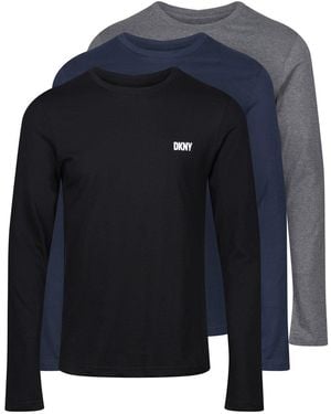 DKNY Warrior 3 Pack Long Sleeve T-Shirt - Blue