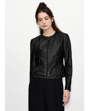 ARMANI EXCHANGE Faux Leather Jacket - Black