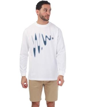 WOOD WOOD Herc Shadow Long Sleeve T Shirt - White