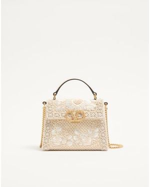 Valentino Garavani Vsling Mini- Handtasche Mit Stickerei Und Schmuck-Logo Frau - Natur