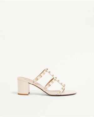 Valentino Garavani Rockstud Calfskin Leather Slide Sandal 60 Mm 34.5 - Natural