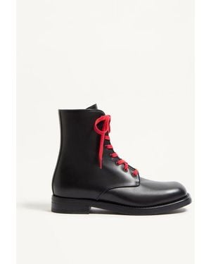 Valentino Garavani Punx Calfskin Combat Boot - Black
