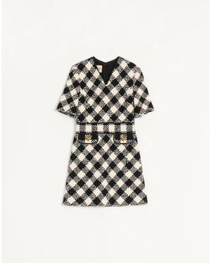 Valentino Damier Tweed Dress - White