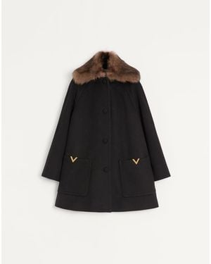 Valentino Wool Drap Coat 38 - Black