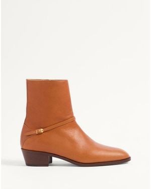 Valentino Garavani Pat Ankle Boot In Kidskin - Brown