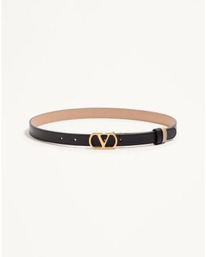 Valentino Garavani Vlogo Signature Reversible Shiny Calfskin Belt - Natural