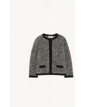 Valentino Linen And Lurex Knitted Jacket - Grey