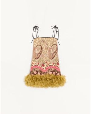 Valentino Short Shappe Silk Dress With Voyage Imaginaire Paisley - White