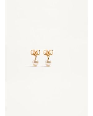 Valentino Garavani Vlogo Signature Earrings With Swarovski Pearls - Natural