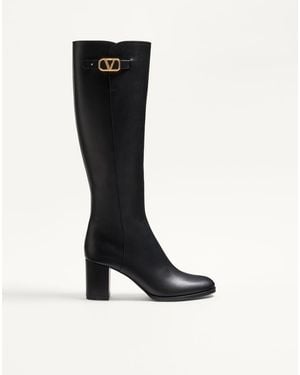 Valentino Garavani Vlogo Signature Calfskin Boot 70Mm 35.5 - Black