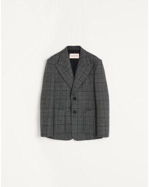 Valentino Veste Droite En Laine Avec Motif À Carreaux. Homme - Multicolore