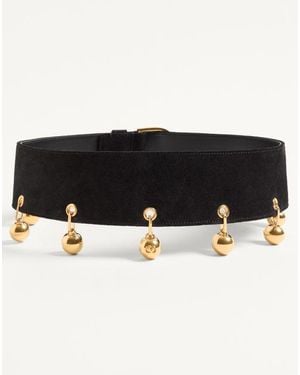 Valentino Garavani Vlogo Signature Suede Belt 65 Mm - Black