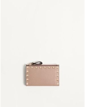 Valentino Garavani Rockstud Grainy Calfskin Coin Purse And Cardholder - Multicolour