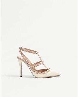 Valentino Garavani Patent Rockstud Caged Pump 100Mm - Natural