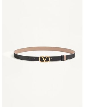 Valentino Garavani Vlogo Signature Reversible Shiny Calfskin Belt - Natural
